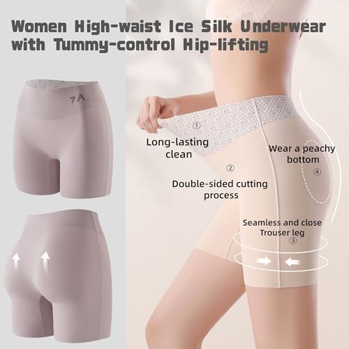 Silk Panties for Women High-Waist Ice Silk Underwear With Tummy-Control Hip-Lifting, Panty Faja Fresca Y Transpirable 3 En 12