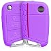 Produktbild kwmobile Autoschlüssel Hülle für VW Golf 7 MK7 - Silikon Schutzhülle Schlüsselhülle Cover für VW Golf 7 MK7 3-Tasten Autoschlüssel Violett Rot