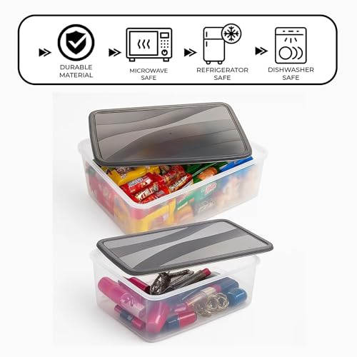 Image of Sulfar Plastic Multi Storage Box Set - Pack of 3, Stackable & Durable Organizer for Home, Office, Kitchen