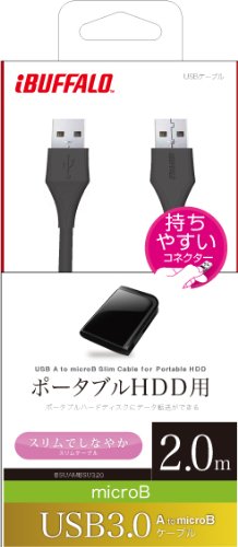 ?????? Buffalo BSUAMBSU320BK Universal Connector USB 3.0 A to MicroB Slim Cable, Black, 6.6 ft (2 m)