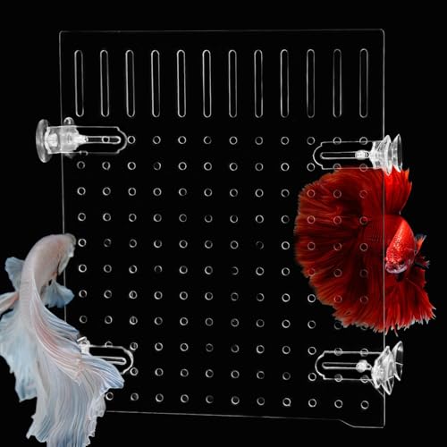 PINVNBY 5 Gallon Fish Tank Divider, Acrylic Aquarium Divider with 8 PCS Suction Cups, Transparent Fish Tank Separator for Betta Fish (Size: 20 x 18 cm/7.87 x 7.08 in)