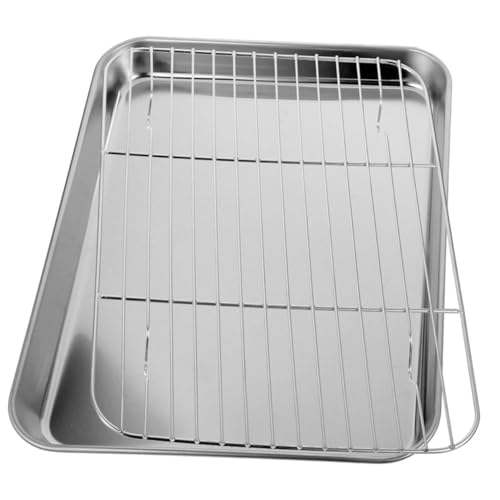 SHINEOFI Teglie da Forno in Acciaio Resistente per Scolare Grassi Teglia Versatile per Cottura e Frittura in Cucina Domestica Dimensioni