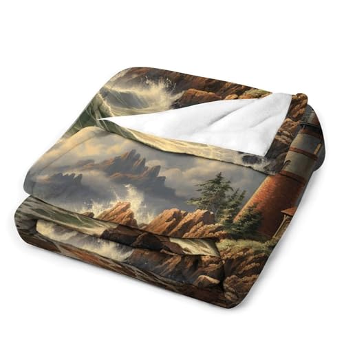 Couverture flanelle extra large de qualité supérieure motif vagues pour sofa
