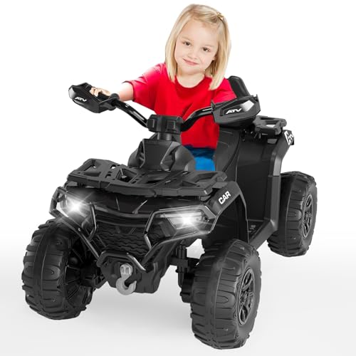 12V Electric Ride on Toys for Childrens with Remote Control, Kids ATV with LED Lights & Bluetooth, Dual 45W Motors & 3 Speed Modes, Electric Car for Kids,Black - Image 4