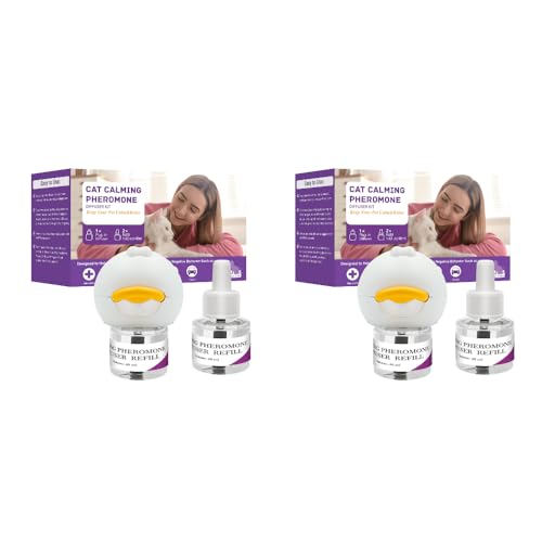 TopSurm Cat Pheromones Calming Diffuser Premium Pheromone Diffuser for Cats ((2 Diffusers + 4 Bottles of Soothing Solution))