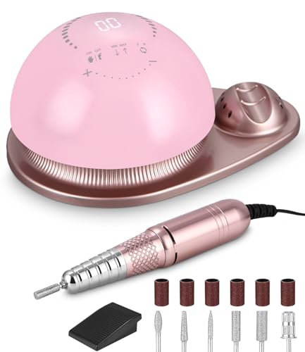 Torno para uñas profesional, 50000 rpm velocidad ajustable, lima electrica con botones táctiles y pantalla hd led digital, torno para uñas profesional 6 in 1, 6 brocas de uñas, pedal, para salón DIY