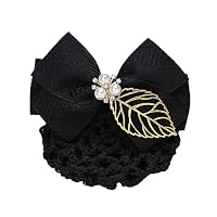 Damen Haarnetz Mit Schleife – Schwarz, Für Stewardess, Bank, Hotel, Ca. 15 Cm, Metall & Polyester