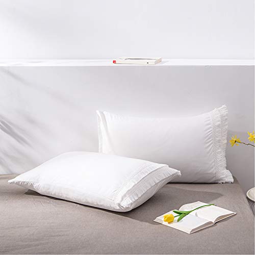 CAWANFLY Tassel Pillow Sham Set of 2 Decorative White Pillowcases Standard Size Bedding Pillow Covers with Envelope Closure (20x26inches)