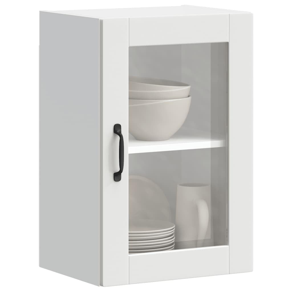 vidaXL Armario de Pared para Cocina con Puerta de Cristal Porto Blanco, Unidad de Pared de Cocina, Armario para Pared de Cocina, Armario de Cocina en la Pared