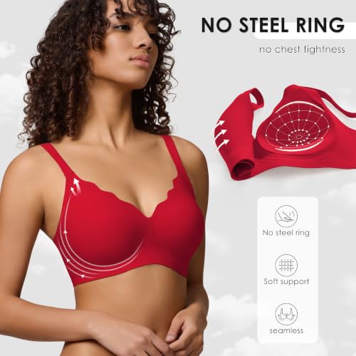 Image of Seamless Wireless Bra for Women with Support - No Underwire Full Coverage Push Up Comfort Bras - Back Fat Smoothing Bralette