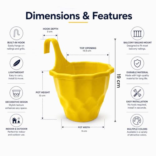 Image of Amazon Brand - Umi Hanging Planter Pots for Railing Pack of 20