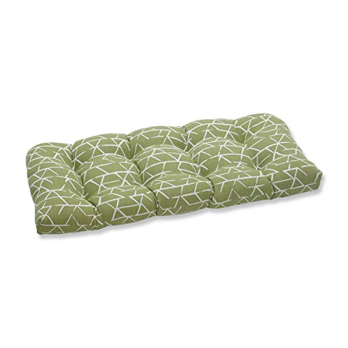 Pillow Perfect Outdoor/Indoor Fortress Kengo Artichoke Tufted Loveseat Cushion, 44" x 19", Green