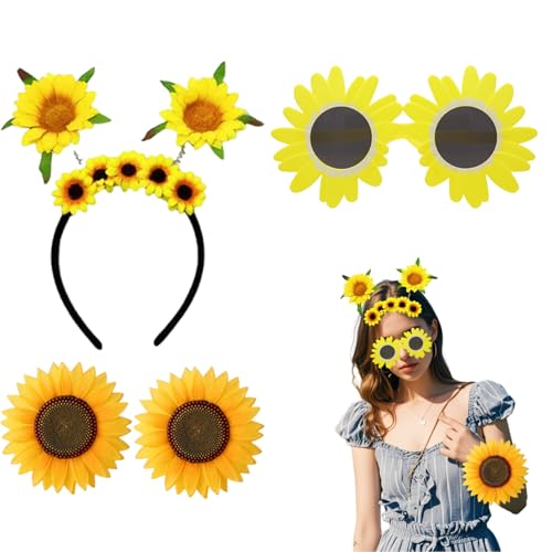 PMELCXD Ensemble de tenues de fête Sunflower - Parure de déguisement féminin avec accessoires de...