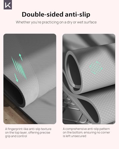 Image of KEEP Extra Wide Yoga Mat, 7mm Thick 72 inch x 32 inch Exercise Mat | 7mm thick Extra wide yoga mat with carry strap for home workout, yoga, exercise and Pilates