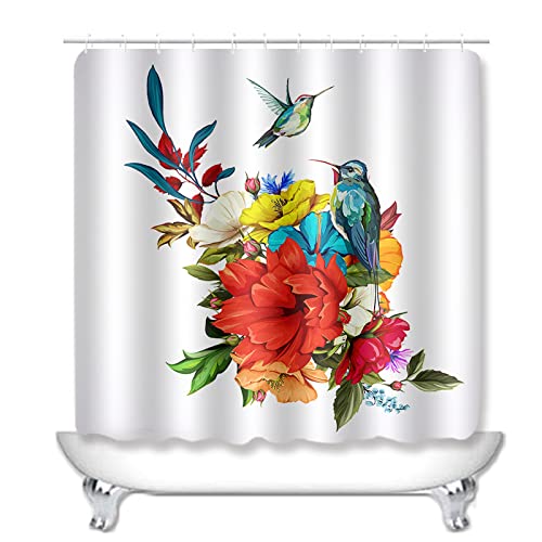 Badezimmerteppich Blume Roter Vogel Badematte Set 3 Teilig,Teppich Badvorleger rutschfeste (45x75)+U-Typ Wasseraufnahme… – Bild 3