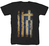 langhaltender Druck Griechenland Greece Athen Fahne Flag schwarz T-Shirt (L)