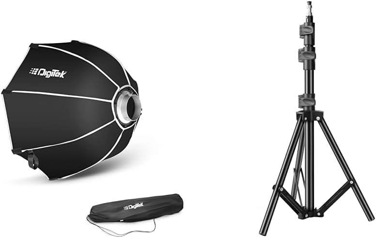 Digitek® (DSB-65 Bowens) Portable Bowens Octagon Softbox with Double Diffuser Cloth, Compatible with