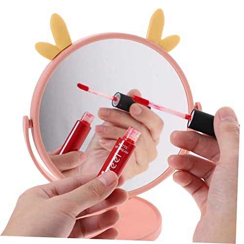Espejo de maquillaje de mesa portátil FRCOLOR 2 pcs con diseño rosa miniatura 7