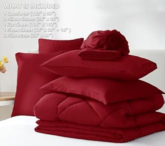 CozyLux King Size Comforter Set Dark Red - 7 Pieces Bed in a Bag King, Luxury Soft Bed Set for All Seasons, Bedding Set with Down Alternative Comforter, Sheets, Pillowcases & Shams