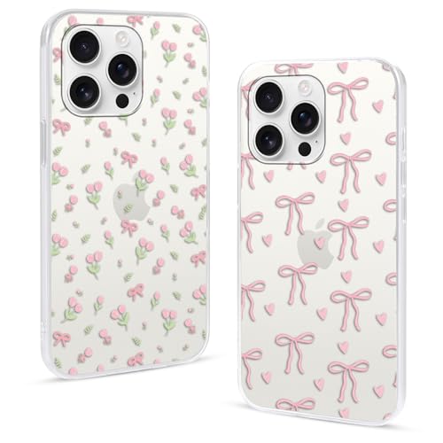 TBNMBGY 2 Piezas Funda para Xiaomi Redmi A1/Redmi A2 6,52', Transparente Carcasa con Flores Aesthetic Dibujos Suave Silicona Antigolpes TPU Case para Redmi A1/Redmi A2