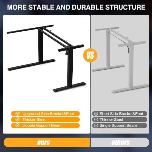 Image of Acrolix L Shaped Electric Standing Desk - 43x31.5 Inch Reversible Corner Sit Stand Desk with Hook&Cup Holder,Electric Height Adjustable Table,for Small Home Office&Bedroom Computer Desk, Black Carbon