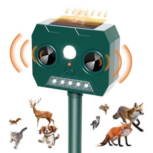 RAYGARD Repulsif Chat Exterieur, 2025 Ultrason Solaire Répulsif pour Chiens Imperméable IP45 12m 120° Effaroucheur Animaux Jardin avec Lumière LED pour Chats Chiens Renards Martres