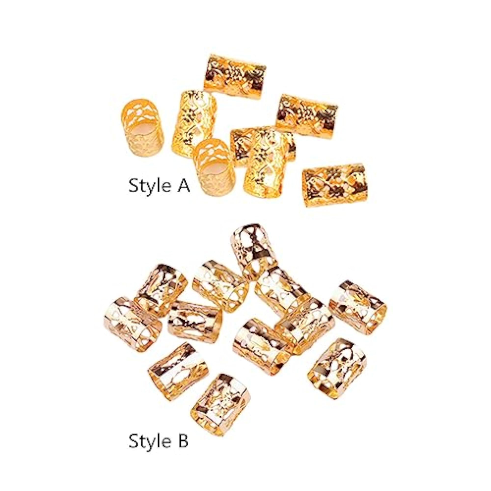 6x100 Pieces Dreadlocks Beads Metal Clips Cuffs Rings for Braids