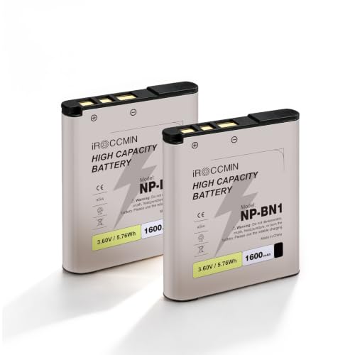 iROCCMIN 2-Pack NP-BN1 Battery 1600mAh for Sony NP-BN1 NPBN1 BC-CSN and Cyber-Shot DSC-QX10 QX30 QX100 DSC-TF1 DSC-TX10 TX20 TX30 DSC-W530 DSC-W570 DSC-W650 DSC-W800 DSC-W830 (NP-BN1)