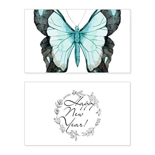 Tarjeta de Año Nuevo con mariposa azul para decorar tus cenas festivas