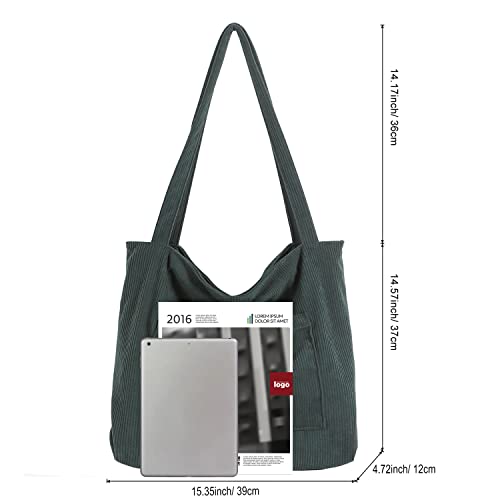 Image of WantGor Women Corduroy Tote Bag, Large Shoulder Hobo Bags Casual Handbags Big Capacity Shopping Work Bag