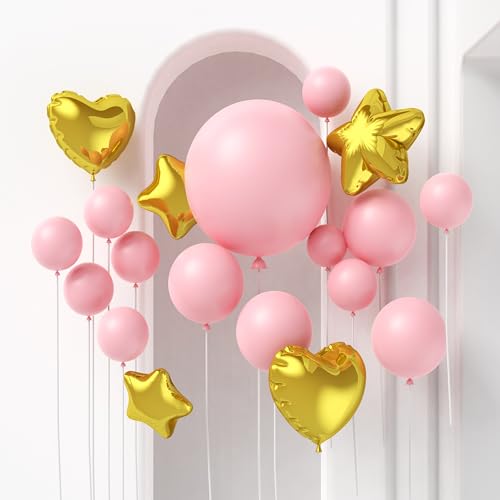 Image of 125Pcs Baby Pink Balloons Arch Kit with 5 Sizes 36 inch 18 inch 12 inch 10 inch 5 inch, Including Giant Balloon, Arch Kit, Ribbon - Perfect for Birthday party, Wedding, Baby Shower & Party Supplies