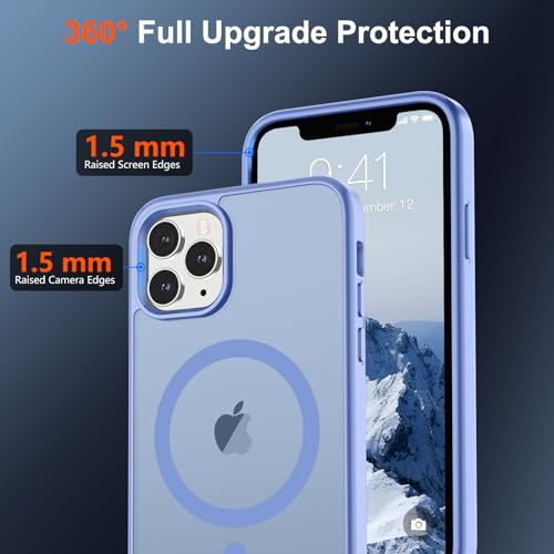 Image of SUPFINE Magnetic for iPhone 11 Pro Max Case Blue Purple | (Compatible with MagSafe)(Military Grade Drop Protection)Shockproof Translucent Matte Phone Cover