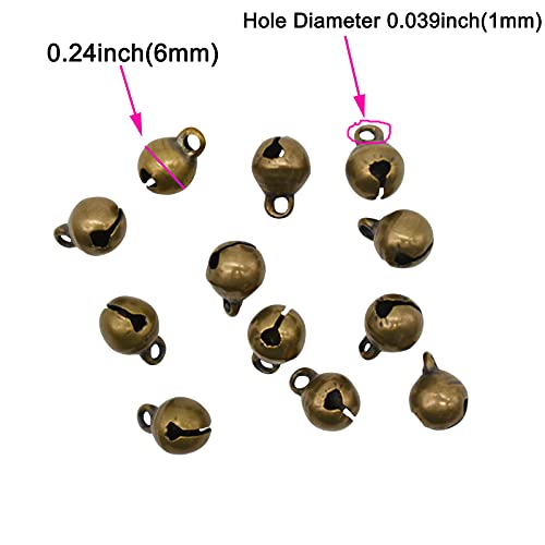 Maydahui 200Pcs Mini Jingle Bell 1/4 Inches Vintage 6Mm Alloy Bronze Color Bead Diy For Sewing Wedding Jewelry Findings And Crafts #TOP1