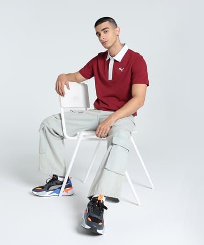 Image of Puma Men Cotton Solid Regular Fit Polo T-Shirt for Both Sporty Outings and Casual Daywear