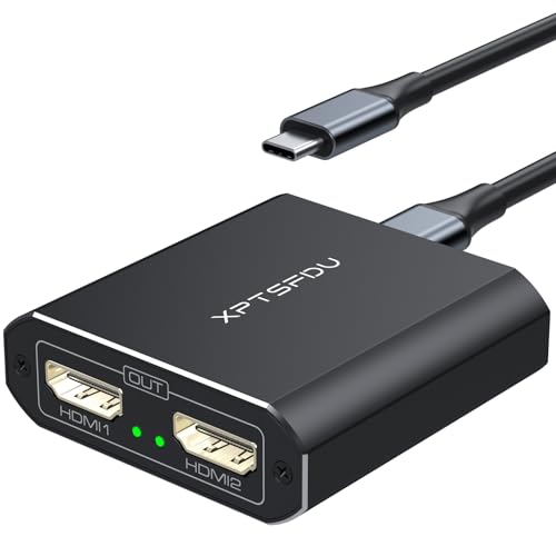XPTSFDU 4K60Hz USB C to Dual HDMI Adapter for Dual Monitors Thunderbolt 3/4 to Dual HDMI Splitter 1 in 2 Out Extended Display for Windows Only