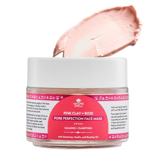 Nature Spell Pink Clay Face Mask with Rose Water Vegan Skincare 100 ml