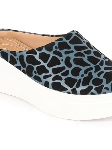 Image of FAUSTO Women's Fashion Outdoor Leopard Print Height Enhancer Open Back Slip On Casual Shoes
