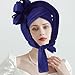 Baluue Nigerian Turban Head Wrap African Stretch Scarf Pre-tied Headband for Women Wedding Party Blue Layered Fashion Headscarf