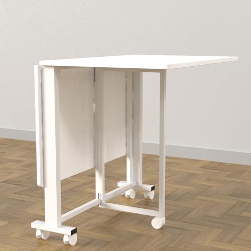 Image of InnoFur Foldable Study Table for Home & Office, Portable Laptop Desk, Space Saving Compact Workstation, Durable Metal Frame & Engineered Wood Top, Modern Minimalist Design (White, Size-Large (130 CM))
