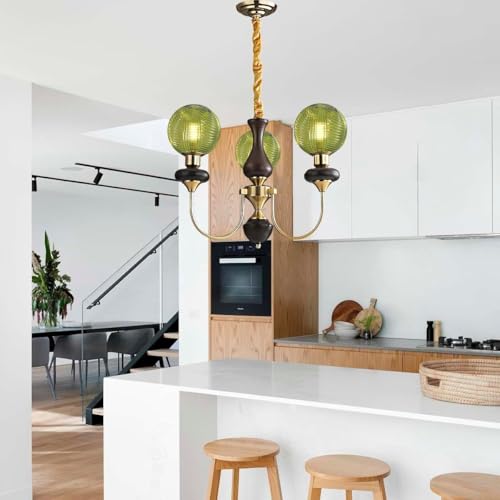 Lámpara globo cocina para iluminar techos altos con tres luces 2