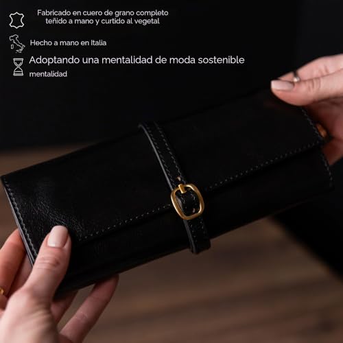Organizador de joyas cuero negro estuche joyería viaje plena flor Time Resistance protector 5