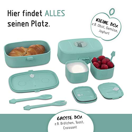 BJORKI® Bento Box für Kinder inkl. Bonus Namensticker - Auslaufsichere Lunchbox mit Fächern - Nachhaltige Brotdose Kinder für Kindergarten & Schule - Die Jausenbox für unterwegs. – Bild 4