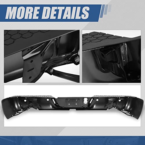Rear Bumper Step Pad Cover Protector With License Plate Lights And Dual Exhaust Cutouts Compatible With Dodge Ram 1500 2500 3500 2009-2019, Matte Black #TOP4