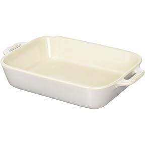STAUB Ceramics Rectangular Baking Dish Set, 2 pc, Rustic Ivory