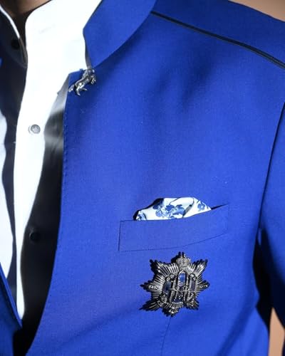 Men's Suit 2 Piece Slim Fit Chinese Mandarin Collar Traditional Set for Wedding Groomsmen Prom3