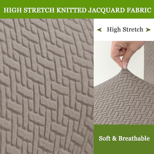 Image of FUANGUI Bar Stool Covers Set of 4, Stretch Bar Stool Chair Cover Slipcovers, Knitted Jacquard Counter Stool Bar Chair Covers for Kitchen Pub Dining Room (Knitted Khaki)