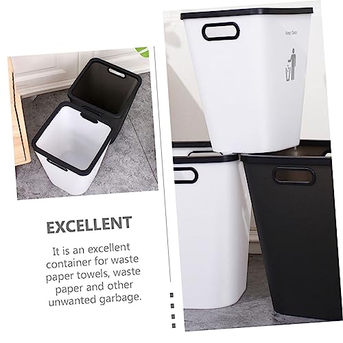 Caneca de basura rectangular blanca de plástico para cocina miniatura 5