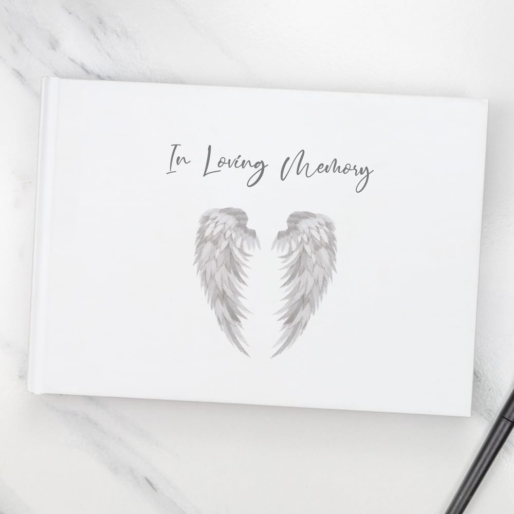 Grey Angel Wings - Condolence Book (58/0083)