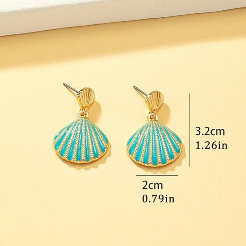 SRWRPR Seashell Gold Color Earrings Blue Mermaid Earrings Beach Summer Chic Boho Style Sterling Silver Dangle Earring for Women Jewelry Gift — view 2