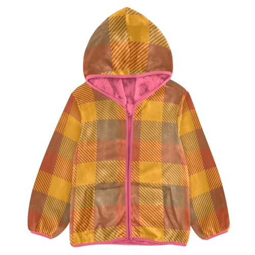 GuoChe Tartan Fall Plaid Orange Boy Fleece Jacket